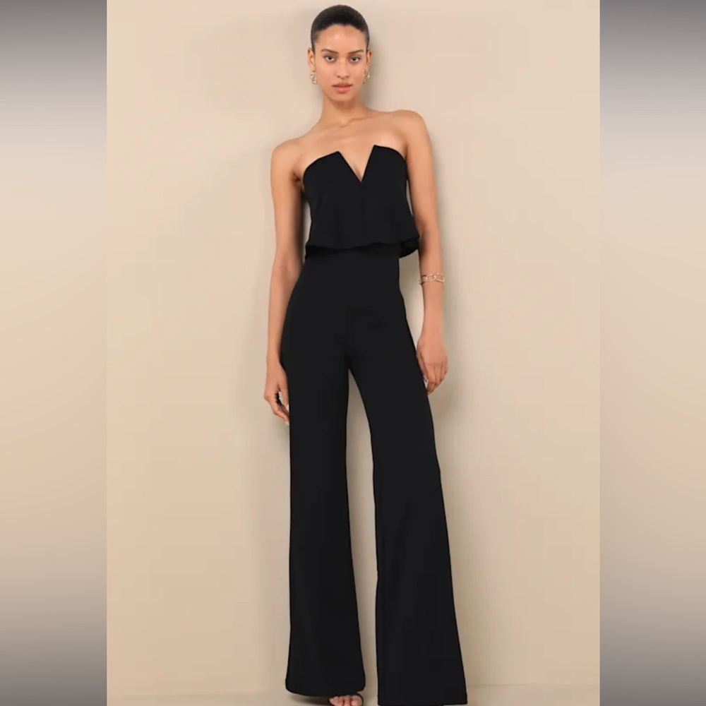 Lulu’s Power of Love Black Jumpsuit Size S